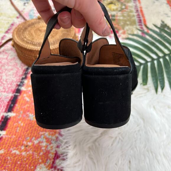 Gentle Souls by Kenneth Cole Black Leather Heeled Sling Back Charlisa Sandal 8 - Picture 8 of 10